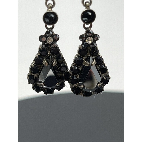 Sorrelli Beautiful‎ Vintage Black Crystal Silver Tone Dangle Earrings - Picture 5 of 15